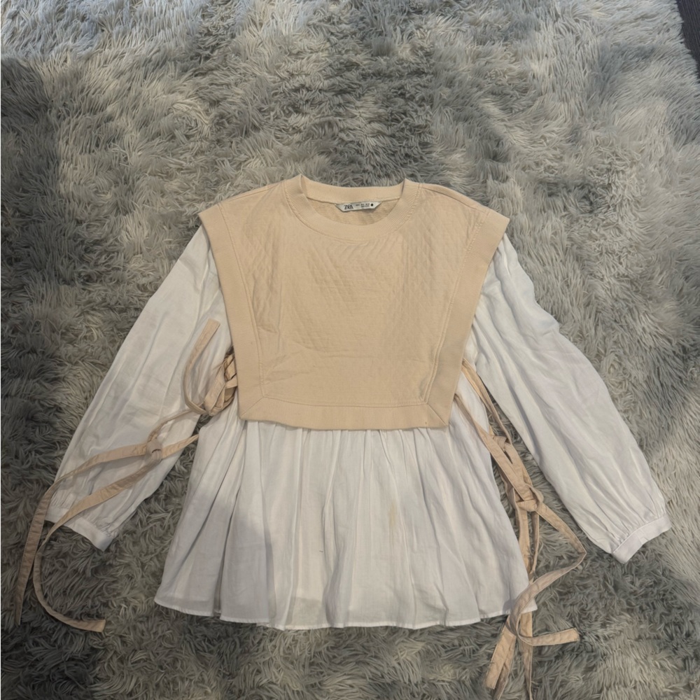 Zara Linen Side Tie Blouse